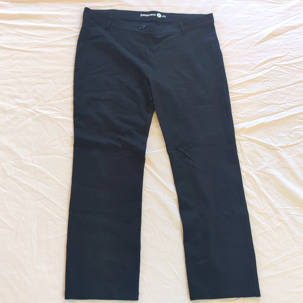 BETABRAND Straight Leg Black Classic Dress Pant Yoga Pants W0076-BK XL Petite